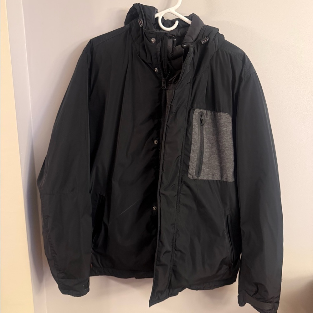 American Eagle Black Hooded Puffer Jacket – Men’s Large